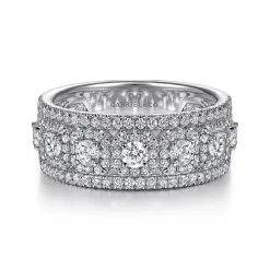 Discount Gabriel & Co. Wide 14K White Gold Diamond Anniversary Band - 1.05 ct