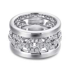 Clearance Gabriel & Co. Wide 14K White Gold Fancy Diamond Anniversary Band - 1.1 ct