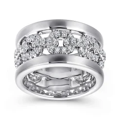 Clearance Gabriel & Co. Wide 14K White Gold Fancy Diamond Anniversary Band - 1.1 ct