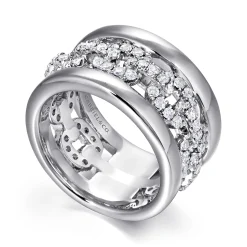 Clearance Gabriel & Co. Wide 14K White Gold Fancy Diamond Anniversary Band - 1.1 ct