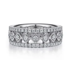 New Gabriel & Co. Wide 14K White Gold Geometric Diamond Anniversary Band - 0.5 ct
