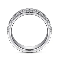 New Gabriel & Co. Wide 14K White Gold Geometric Diamond Anniversary Band - 0.5 ct