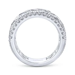 Best Gabriel & Co. Wide 14K White Gold Geometric Princess Cut and Round Diamond Anniversary Band - 1.6 ct
