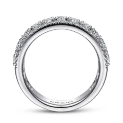 New Gabriel & Co. Wide 14K White Gold Oval and Round Diamond Anniversary Band - 1.8 ct
