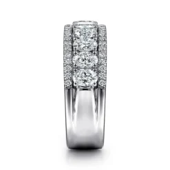 New Gabriel & Co. Wide 14K White Gold Oval and Round Diamond Anniversary Band - 1.8 ct