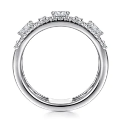 Online Gabriel & Co. Wide 14K White Gold Oval and Round Diamond Anniversary Band - 0.85 ct
