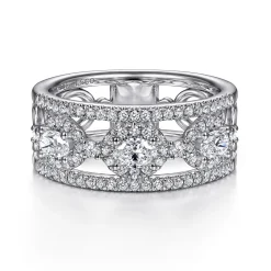 Online Gabriel & Co. Wide 14K White Gold Oval and Round Diamond Anniversary Band - 0.85 ct