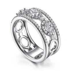 Online Gabriel & Co. Wide 14K White Gold Oval and Round Diamond Anniversary Band - 0.85 ct