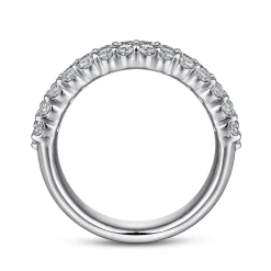 Clearance Gabriel & Co. Wide 14K White Gold Pave Diamond Anniversary Band - 1.65 ct