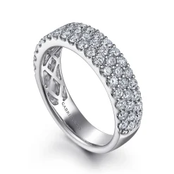 Clearance Gabriel & Co. Wide 14K White Gold Prong Set Diamond Anniversary Band - 1.2 ct