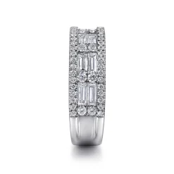 Sale Gabriel & Co. Wide 14K White Gold Round and Baguette Diamond Anniversary Band - 1.65 ct