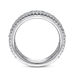 Gabriel & Co. Wide 14K White Gold Round and Baguette Diamond Anniversary Band - 1.35 ct