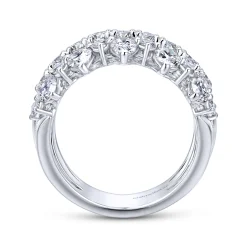 Sale Gabriel & Co. Wide 14K White Gold Round and Pear Shaped Diamond Anniversary Band - 2.65 ct