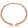 New Gabriel & Co. Wide 14K White-Rose Gold Bujukan Cuff Bangle with Diamond Bar Stations