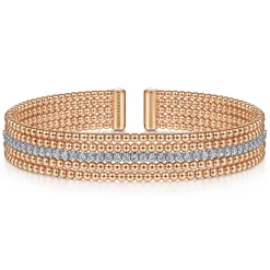 Discount Gabriel & Co. Wide 14K White-Rose Gold Bujukan Diamond Cuff Bangle