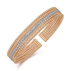 Discount Gabriel & Co. Wide 14K White-Rose Gold Bujukan Diamond Cuff Bangle