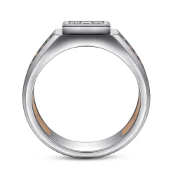Outlet Gabriel & Co. Wide 14K White-Rose Gold Ring with Pave Diamonds in High Polished Finish