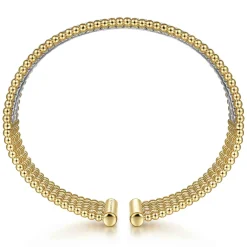 Hot Gabriel & Co. Wide 14K White-Yellow Gold Bujukan Bead Cuff Bracelet with Diamond Channels