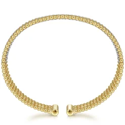 Outlet Gabriel & Co. Wide 14K White-Yellow Gold Bujukan Diamond Cuff Bangle