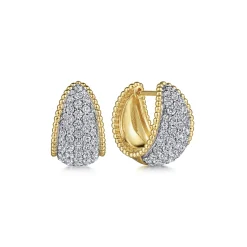 Hot Gabriel & Co. Wide 14K White-Yellow Gold Diamond Pave Bujukan Huggies