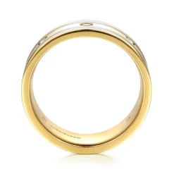 Sale Gabriel & Co. Wide 14K White-Yellow Gold Diamond Mens Band in High Polish Finish