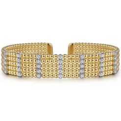 Hot Gabriel & Co. Wide 14K White-Yellow Gold Multi Row Diamond Bujukan Bangle