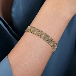 Hot Gabriel & Co. Wide 14K White-Yellow Gold Multi Row Diamond Bujukan Bangle