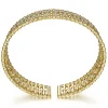 Best Gabriel & Co. Wide 14K Yellow Gold Cage Cuff Bracelet with Diamond Stations