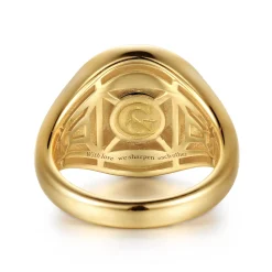Gabriel & Co. Wide 14K Yellow Gold Diamond and Onyx Cross Signet Ring