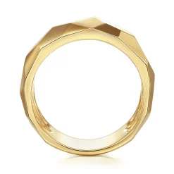 Gabriel & Co. Wide 14K Yellow Gold Faceted Band in High Polished Finish