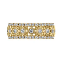 Best Gabriel & Co. Wide 14K Yellow Gold Geometric Diamond Anniversary Band - 0.5 ct