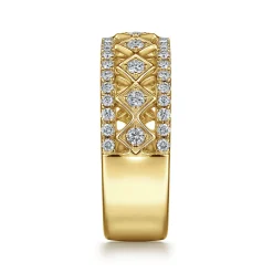 Best Gabriel & Co. Wide 14K Yellow Gold Geometric Diamond Anniversary Band - 0.5 ct