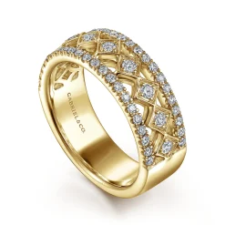 Best Gabriel & Co. Wide 14K Yellow Gold Geometric Diamond Anniversary Band - 0.5 ct