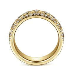 Best Gabriel & Co. Wide 14K Yellow Gold Geometric Diamond Anniversary Band - 0.5 ct