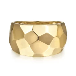 Outlet Gabriel & Co. Wide 14K Yellow Gold Hammered Ring