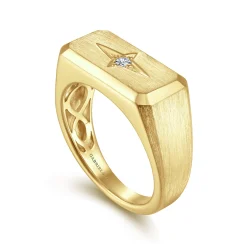 Online Gabriel & Co. Wide 14K Yellow Gold North Star Ring in Satin Finish