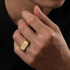 Online Gabriel & Co. Wide 14K Yellow Gold North Star Ring in Satin Finish