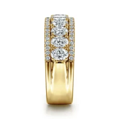Outlet Gabriel & Co. Wide 14K Yellow Gold Oval and Round Diamond Anniversary Band - 1.9 ct