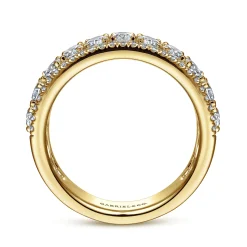 Outlet Gabriel & Co. Wide 14K Yellow Gold Oval and Round Diamond Anniversary Band - 1.9 ct