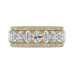 Outlet Gabriel & Co. Wide 14K Yellow Gold Oval and Round Diamond Anniversary Band - 1.9 ct