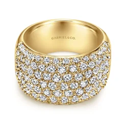 Discount Gabriel & Co. Wide 14K Yellow Gold Pave Diamond Anniversary Band - 1.7 ct