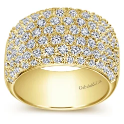 Discount Gabriel & Co. Wide 14K Yellow Gold Pave Diamond Anniversary Band - 1.7 ct