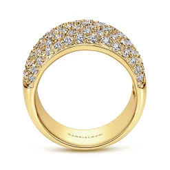 Discount Gabriel & Co. Wide 14K Yellow Gold Pave Diamond Anniversary Band - 1.7 ct