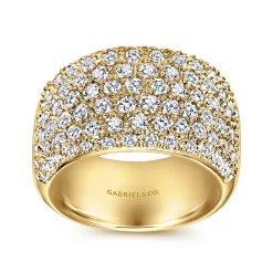 Discount Gabriel & Co. Wide 14K Yellow Gold Pave Diamond Anniversary Band - 1.7 ct