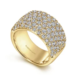 Discount Gabriel & Co. Wide 14K Yellow Gold Pave Diamond Anniversary Band - 1.7 ct