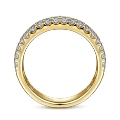 New Gabriel & Co. Wide 14K Yellow Gold Prong Set Diamond Anniversary Band - 1.15 ct