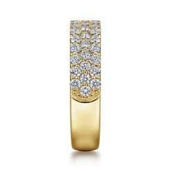 New Gabriel & Co. Wide 14K Yellow Gold Prong Set Diamond Anniversary Band - 1.15 ct