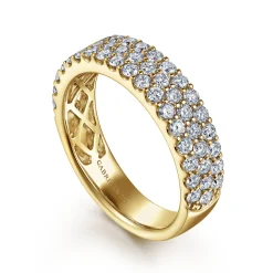 New Gabriel & Co. Wide 14K Yellow Gold Prong Set Diamond Anniversary Band - 1.15 ct
