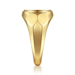 Clearance Gabriel & Co. Wide 14K Yellow Gold Round Signet Ring in High Polished Finish