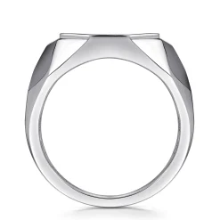 Online Gabriel & Co. Wide 925 Sterling Silver Faceted Signet Ring with Black Spinel Pave in High Polished Finish